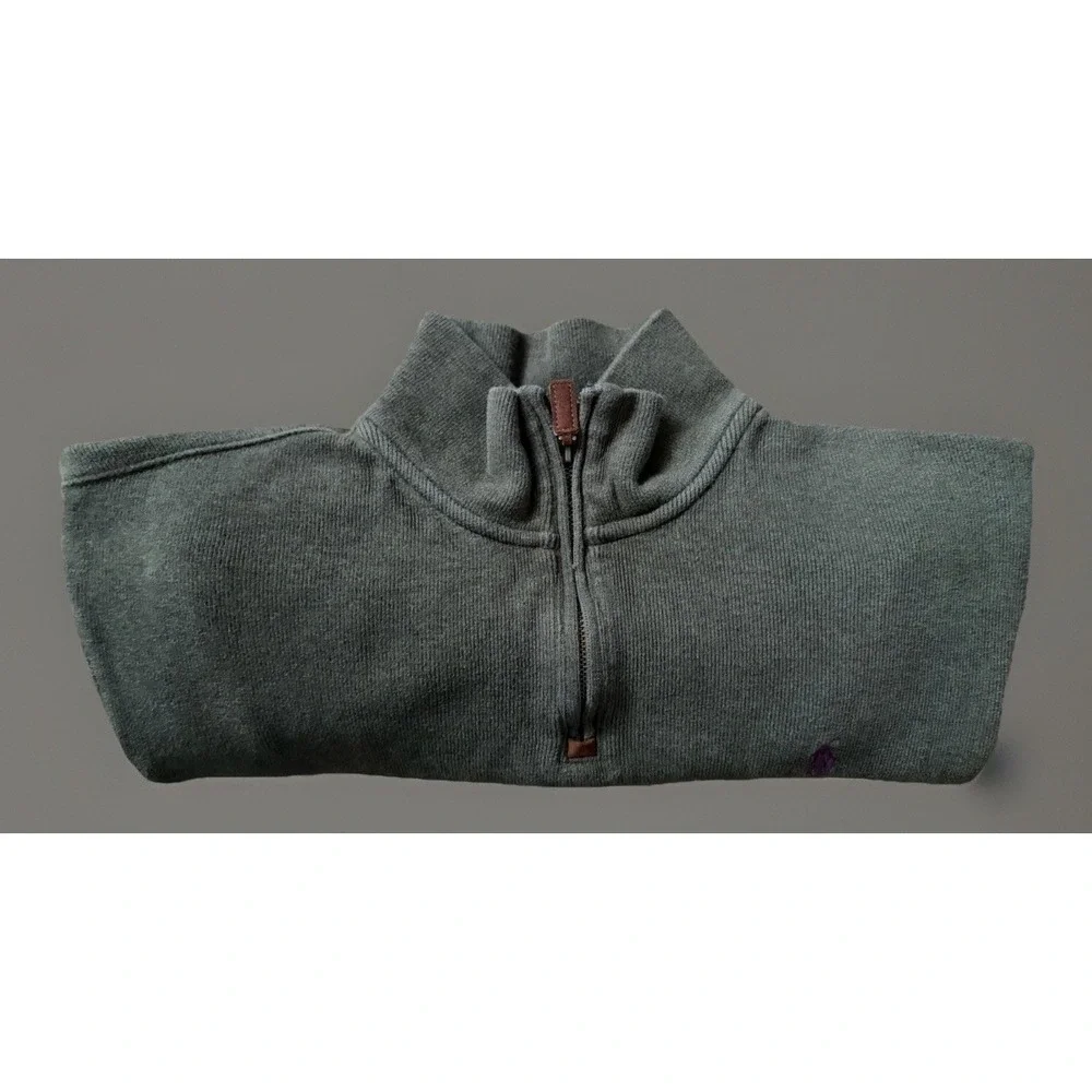 Polo Ralph Lauren Quarter Zip Pullover Sweater Green Pony Logo Medium JBHS